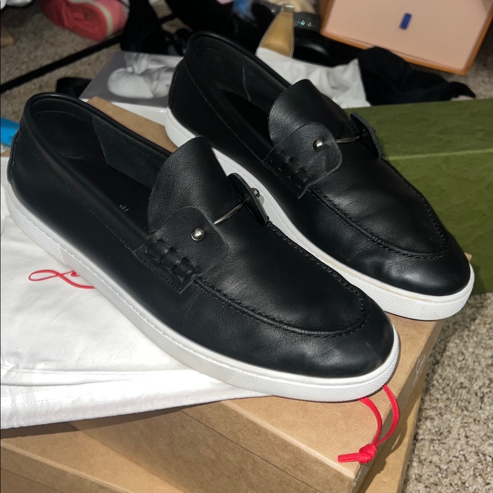 Christian Louboutin Chambeliboat Leather Boat Shoe, Black